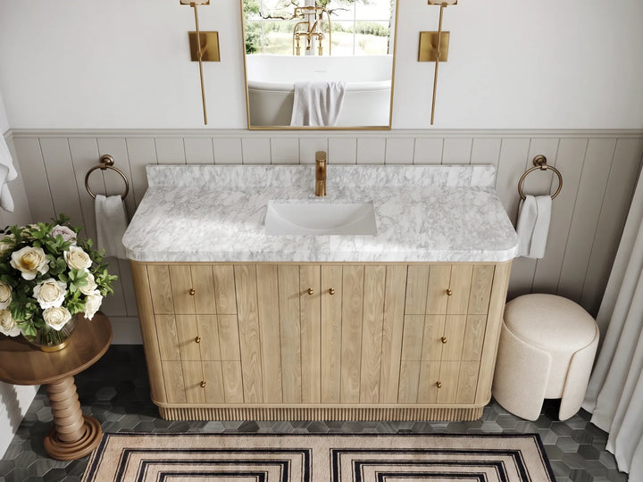 Houston White Oak 60 in. W x 22 in. D Free Standing Curved Edge Single Sink Bathroom Vanity - photo 7