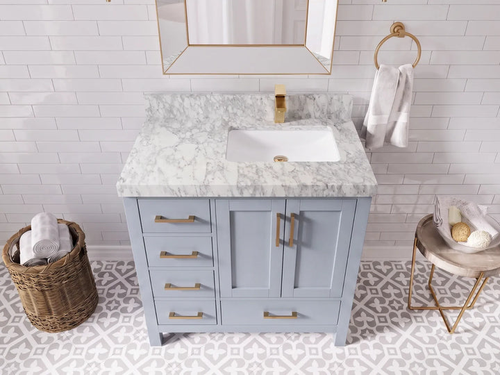 Malibu 36 in. W x 22 in. D Right Offset Sink Bathroom Vanity - photo 6
