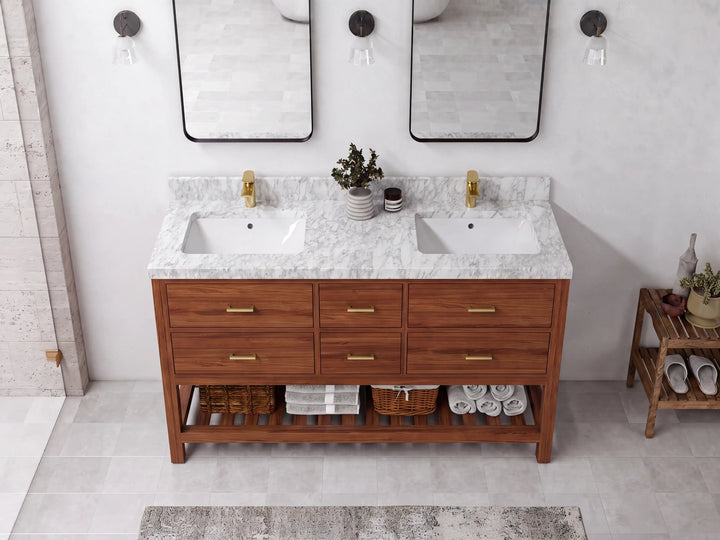 Parker Teak Wood 60 in. W x 22 in. D Double Sink Bathroom Vanity - photo 12