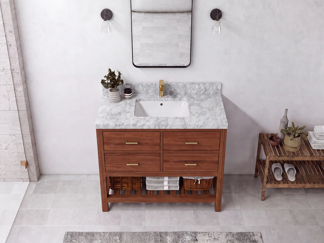 Parker Teak Wood 42 in. W x 22 in. D Single Sink Bathroom Vanity | 
              
                Dark Natural Teak
                
                  
             - PRK_TK_DNT_WHQZ_42 - photo №11