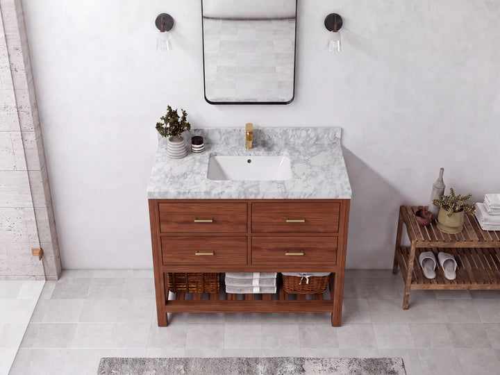 Parker Teak Wood 42 in. W x 22 in. D Single Sink Bathroom Vanity - photo 11