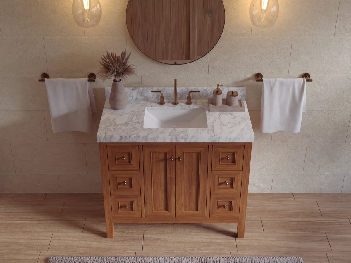 Nashville Teak Wood 42 in. W x 22 in. D Single Sink Bathroom Vanity
