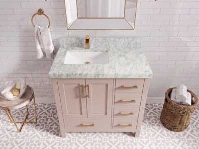 Malibu 36 in. W x 22 in. D Left Offset Sink Bathroom Vanity