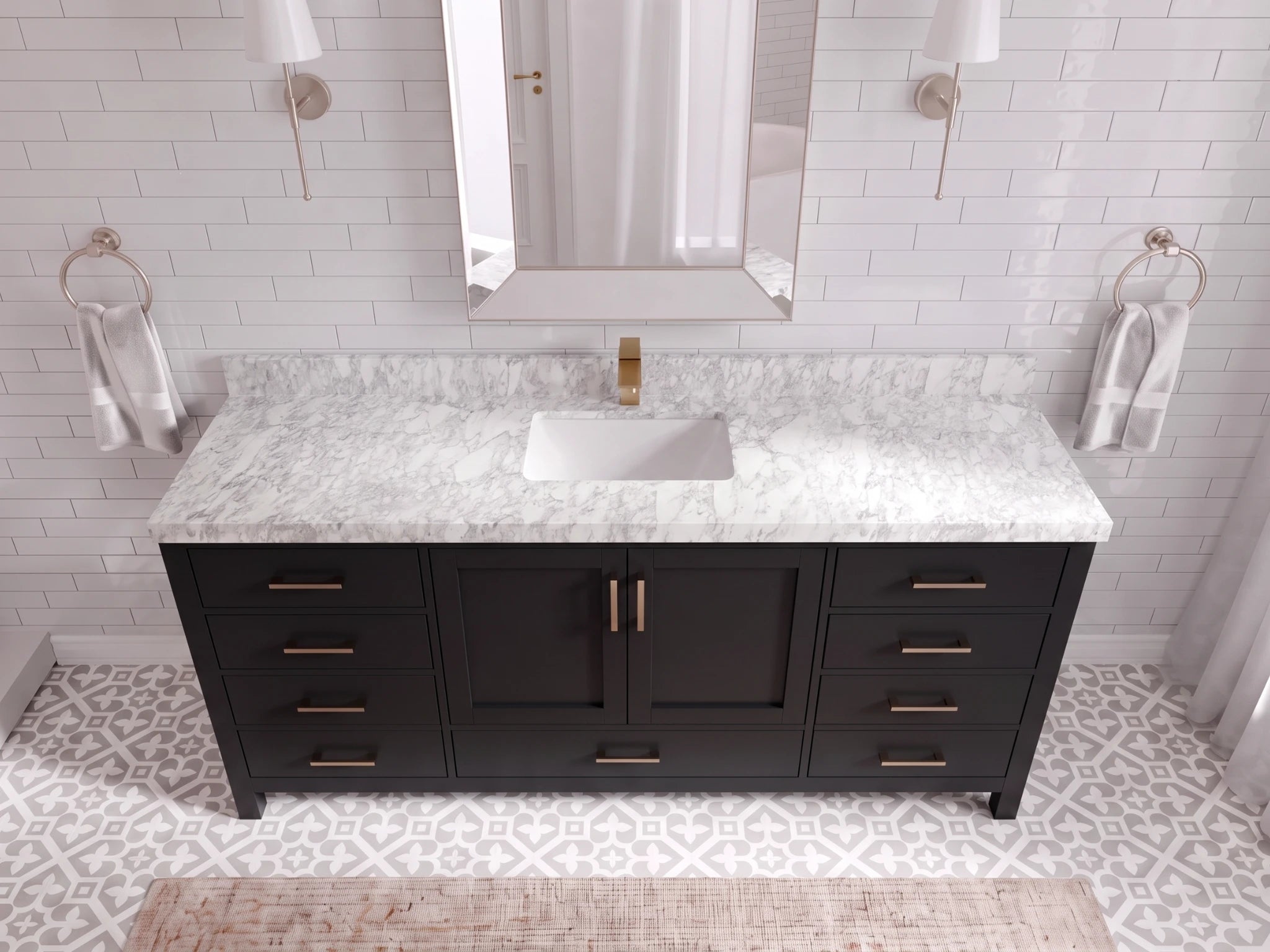 Malibu 72 in. W x 22 in. D Single Sink Bathroom Vanity