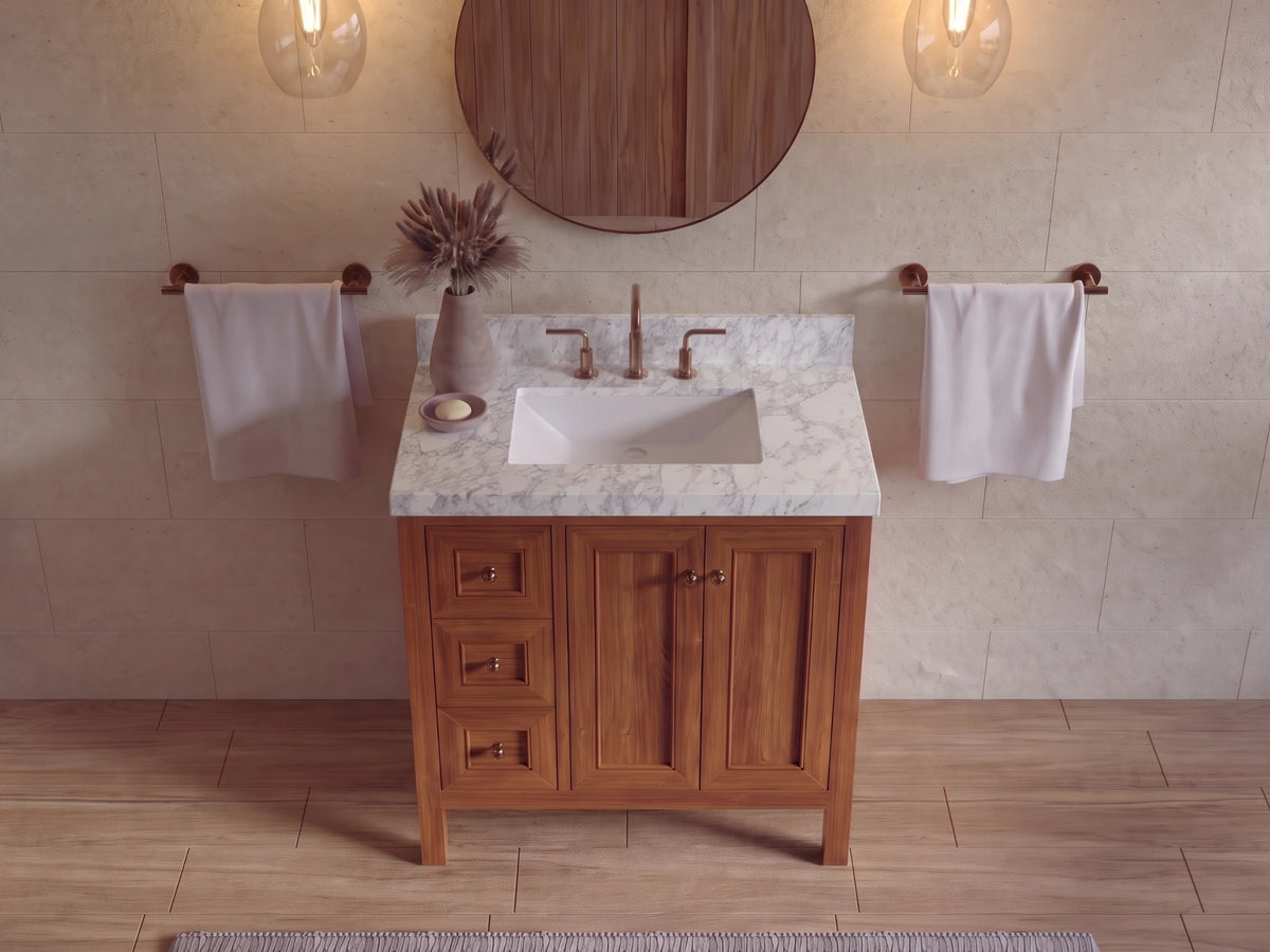 Nashville 36 in. W x 22 in. D Center Sink Teak Wood Bathroom Vanity