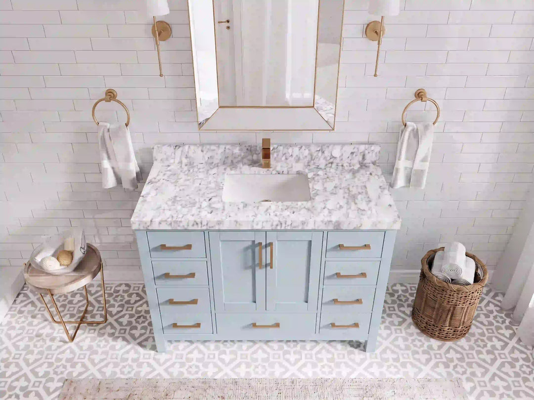 Malibu 48 in. W x 22 in. D Single Sink Bathroom Vanity | 
              
                Blue Heather
                
                  
             - MLB_BLU_WHQZ_48S - photo №8
