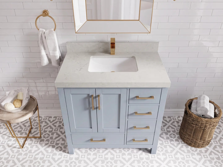 Malibu 36 in. W x 22 in. D Bathroom Vanity Center Sink - photo 7