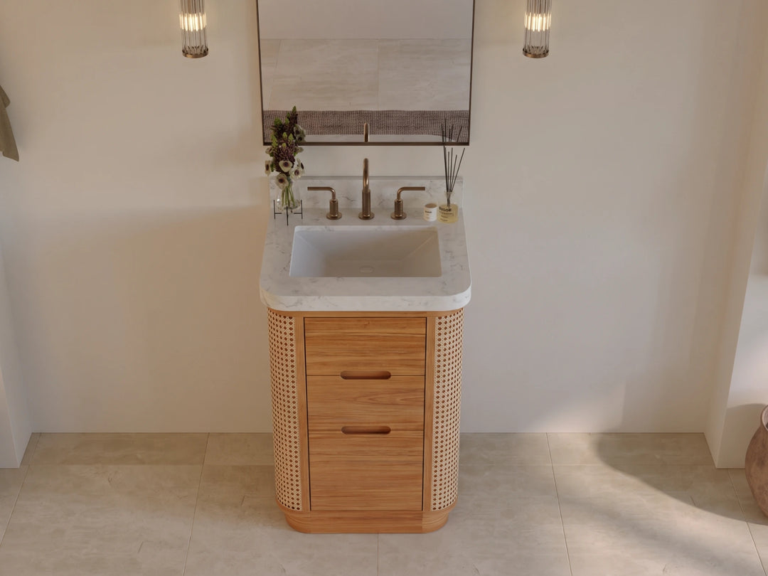 Ventura Teak 24 in. W x 22 in. D Single Sink Bathroom Vanity | 
              
                Light Natural Teak
                
                  
             - VTR_TK_LNT_CARM_24 - photo №15
