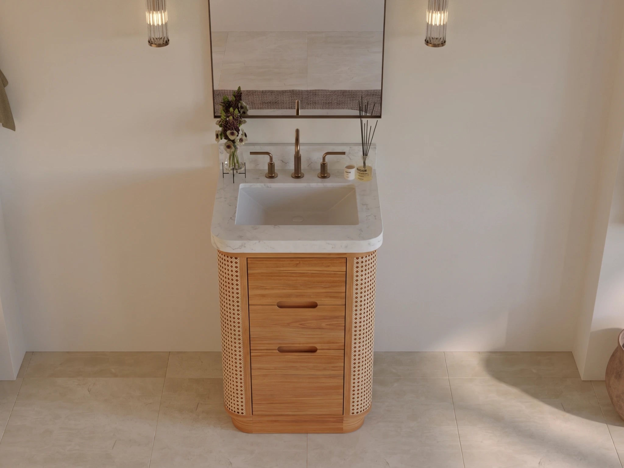 Ventura Teak Wood 24 in. W x 22 in. D Single Sink Bathroom Vanity