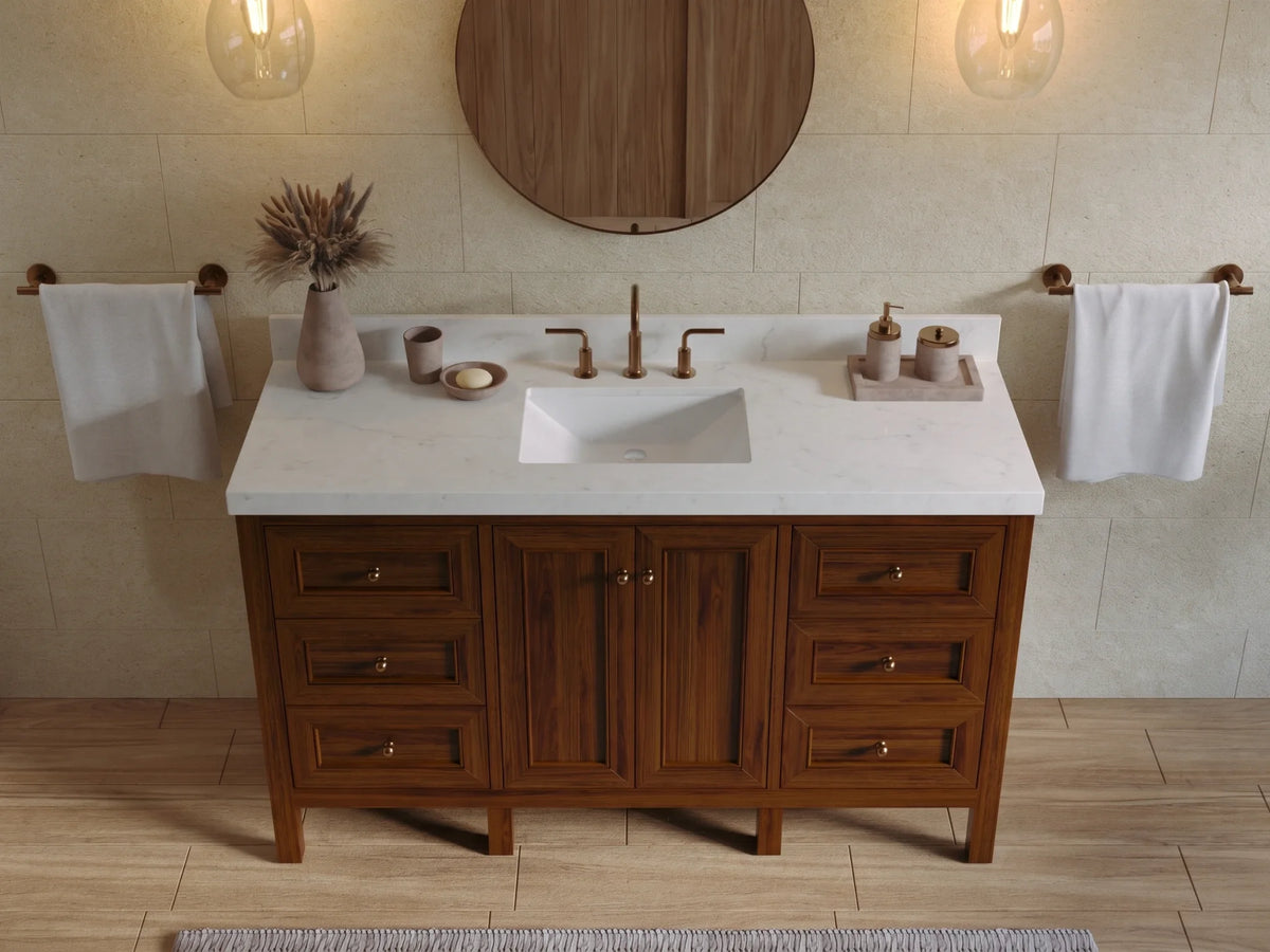 Nashville Teak Wood 60 in. W x 22 in. D Single Sink Bathroom Vanity