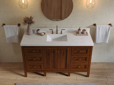 Nashville Teak Wood 60 in. W x 22 in. D Single Sink Bathroom Vanity