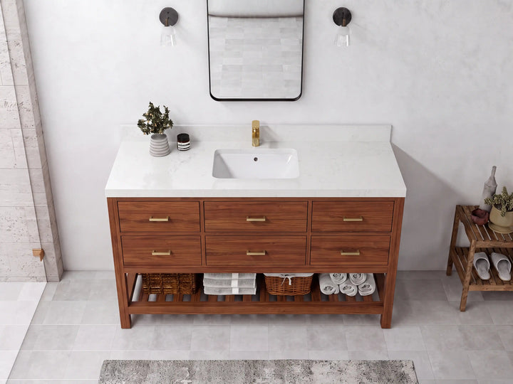 Parker Teak Wood 60 in. W x 22 in. D Single Sink Bathroom Vanity - photo 13