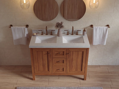 Nashville Teak Wood 48 in. W x 22 in. D Double Sink Bathroom Vanity