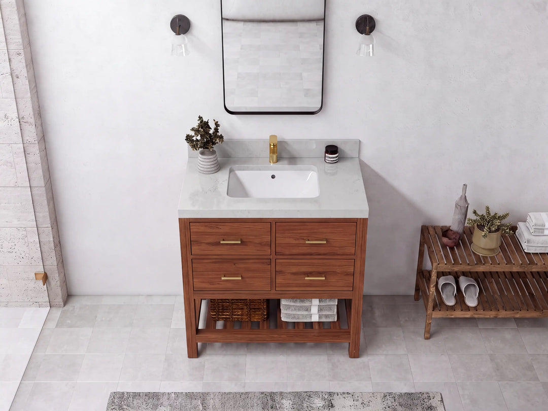 Parker Teak Wood 36 in. W x 22 in. D Center Sink Bathroom Vanity | 
              
                Dark Natural Teak
                
                  
             - PRK_TK_DNT_WHQZ_36 - photo №13