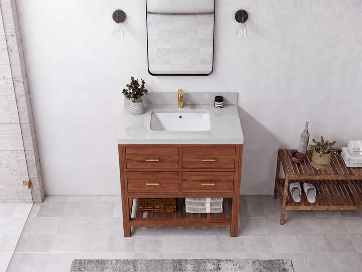 Parker Teak Wood 36 in. W x 22 in. D Center Sink Bathroom Vanity - photo 13