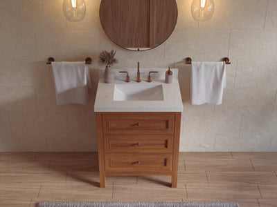 Nashville Teak Wood 30 in. W x 22 in. D Single Sink Bathroom Vanity