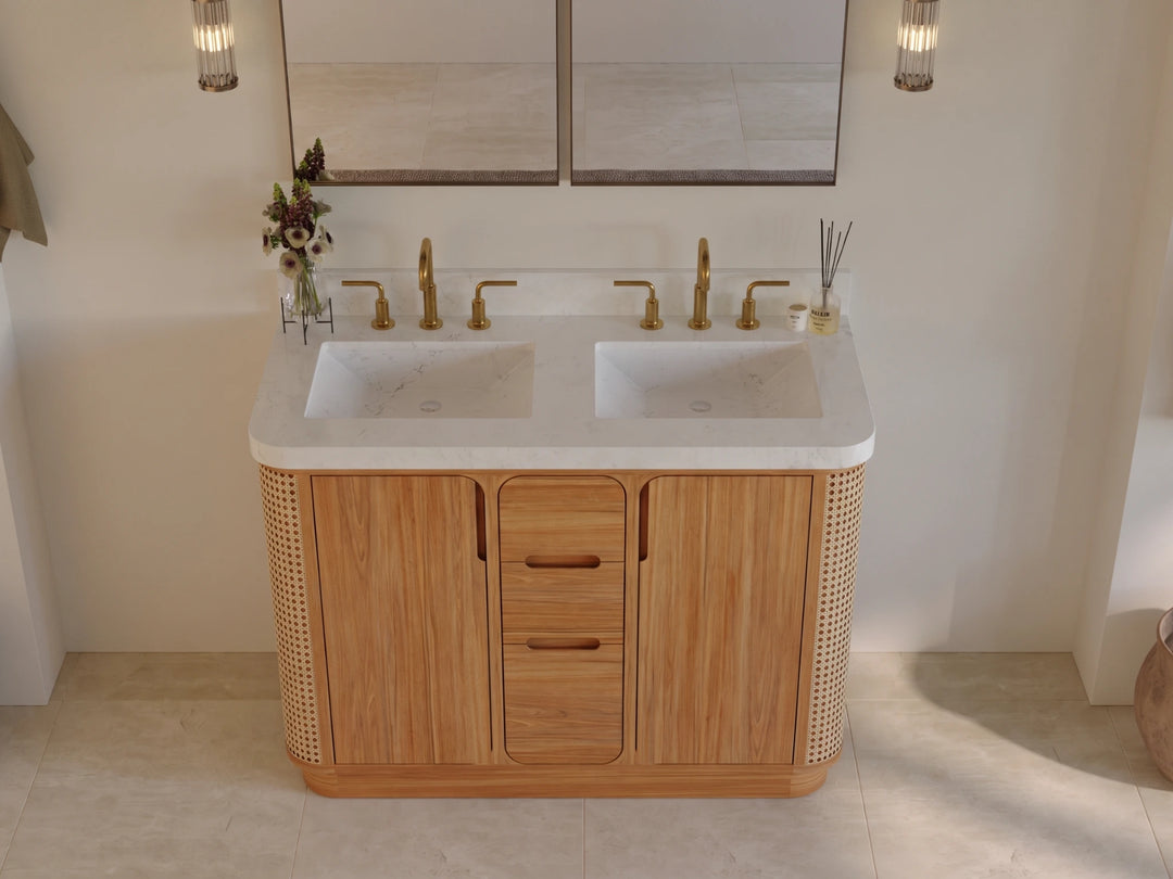 Ventura Teak 48 in. W x 22 in. D Double Sink Bathroom Vanity | 
              
                Light Natural Teak
                
                  
             - VTR_TK_LNT_CA_GL_48D - photo №13