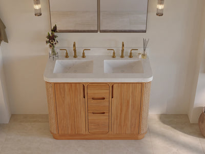 Ventura Teak Wood 48 in. W x 22 in. D Double Sink Bathroom Vanity