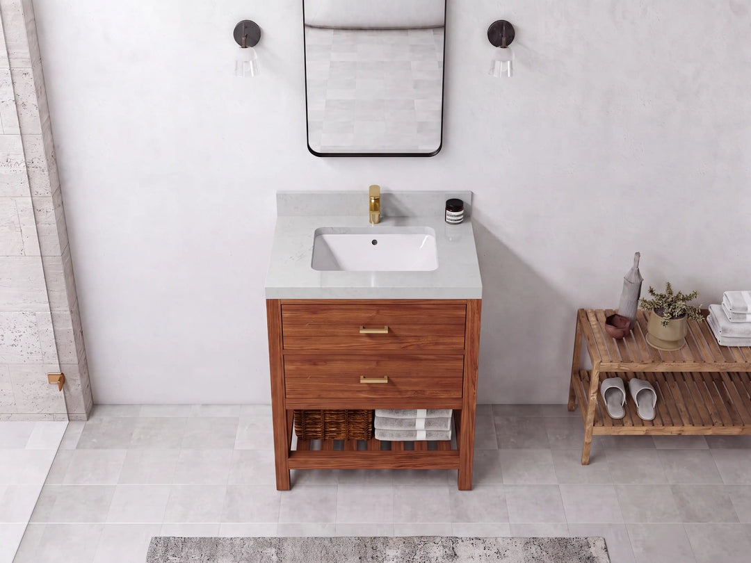 Parker Teak Wood 30 in. W x 22 in. D Single Sink Bathroom Vanity | 
              
                Dark Natural Teak
                
                  
             - PRK_TK_DNT_WHQZ_30 - photo №13