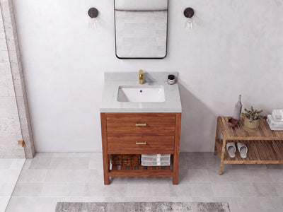 Parker Teak Wood 30 in. W x 22 in. D Single Sink Bathroom Vanity