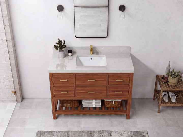 Parker Teak Wood 48 in. W x 22 in. D Single Sink Bathroom Vanity - photo 25