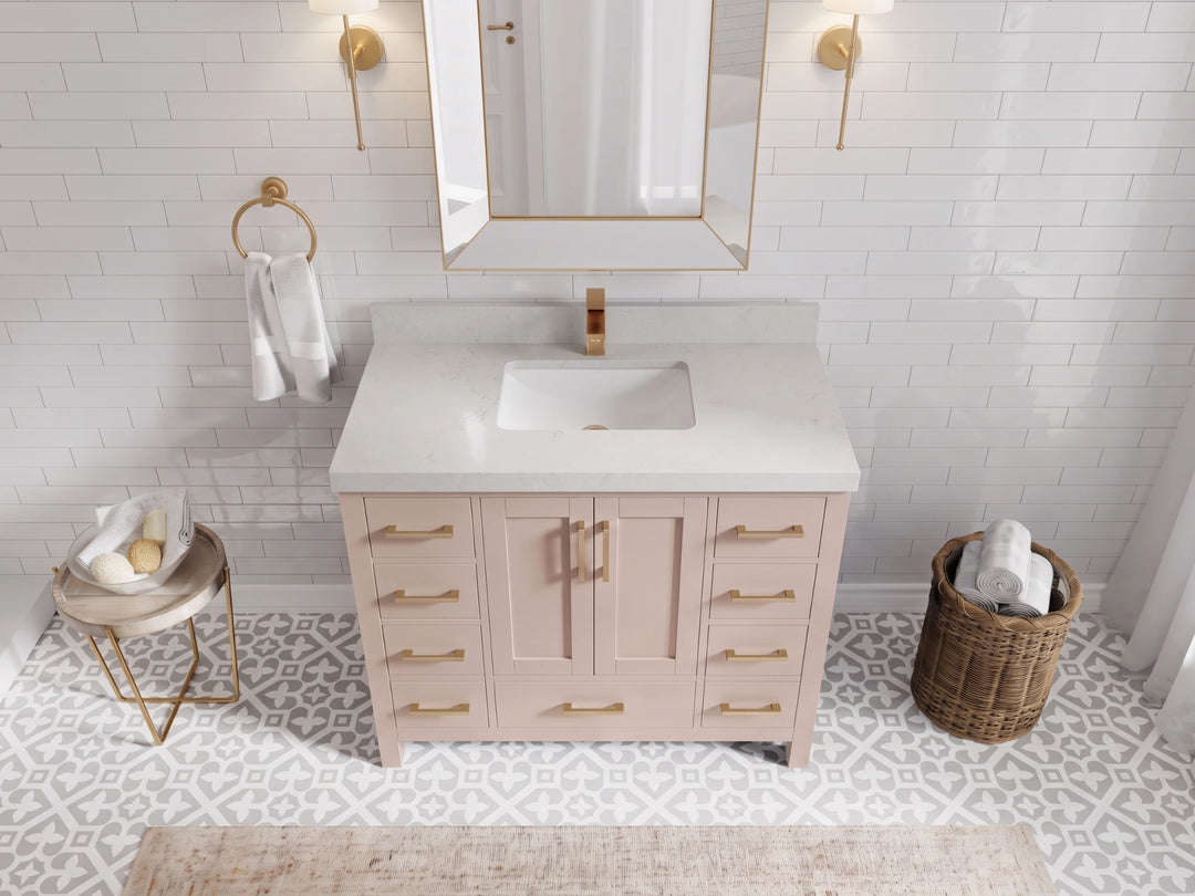 Malibu 42 in. W x 22 in. D Single Sink Bathroom Vanity | 
              
                Pink
                
                  
             - MLB_PNK_WHQZ_42 - photo №7