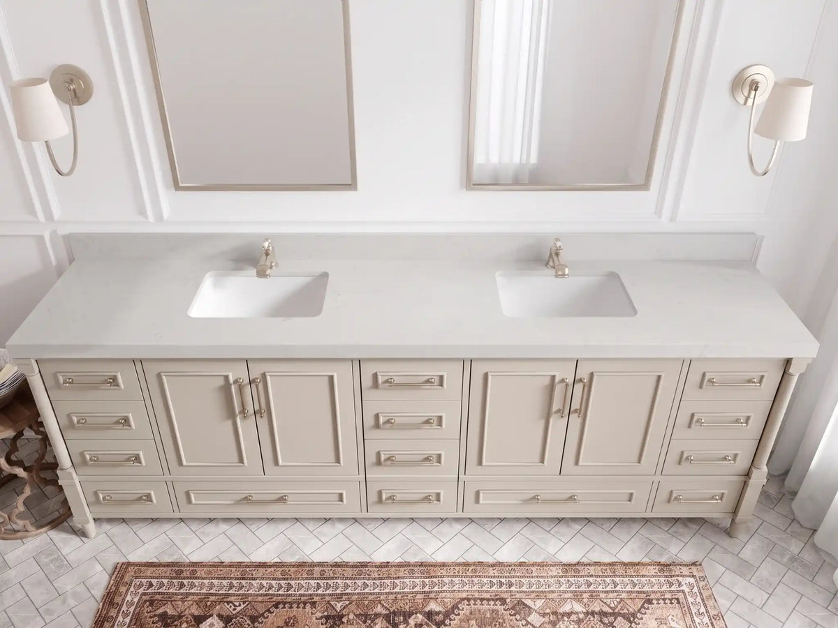Aberdeen 96 in W x 22 in D Free Standing Double Sink Bathroom Vanity