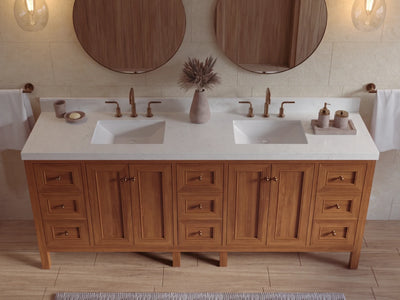 Nashville Teak Wood 84 in. W x 22 in. D Double Sink Bathroom Vanity