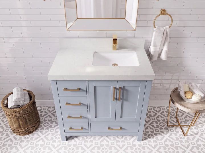 Malibu 36 in. W x 22 in. D Right Offset Sink Bathroom Vanity - photo 7