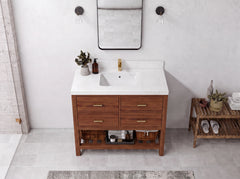Parker Teak Wood 42 in. W x 22 in. D Single Sink Bathroom Vanity - photo 12