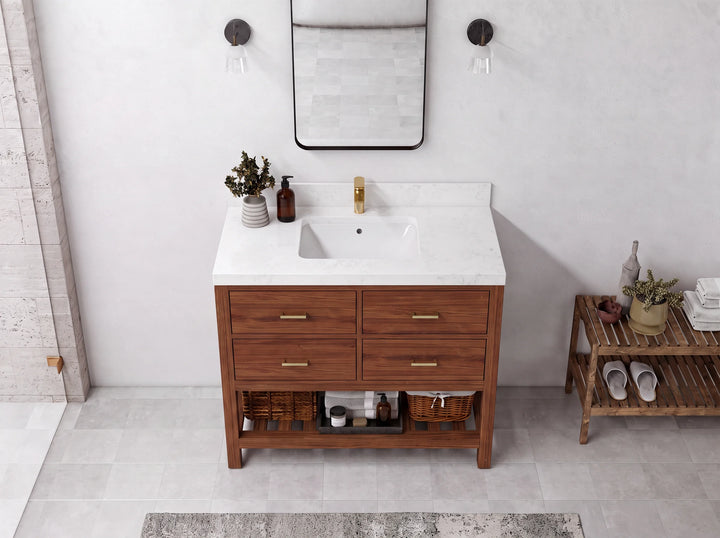 Parker Teak Wood 42 in. W x 22 in. D Single Sink Bathroom Vanity - photo 12