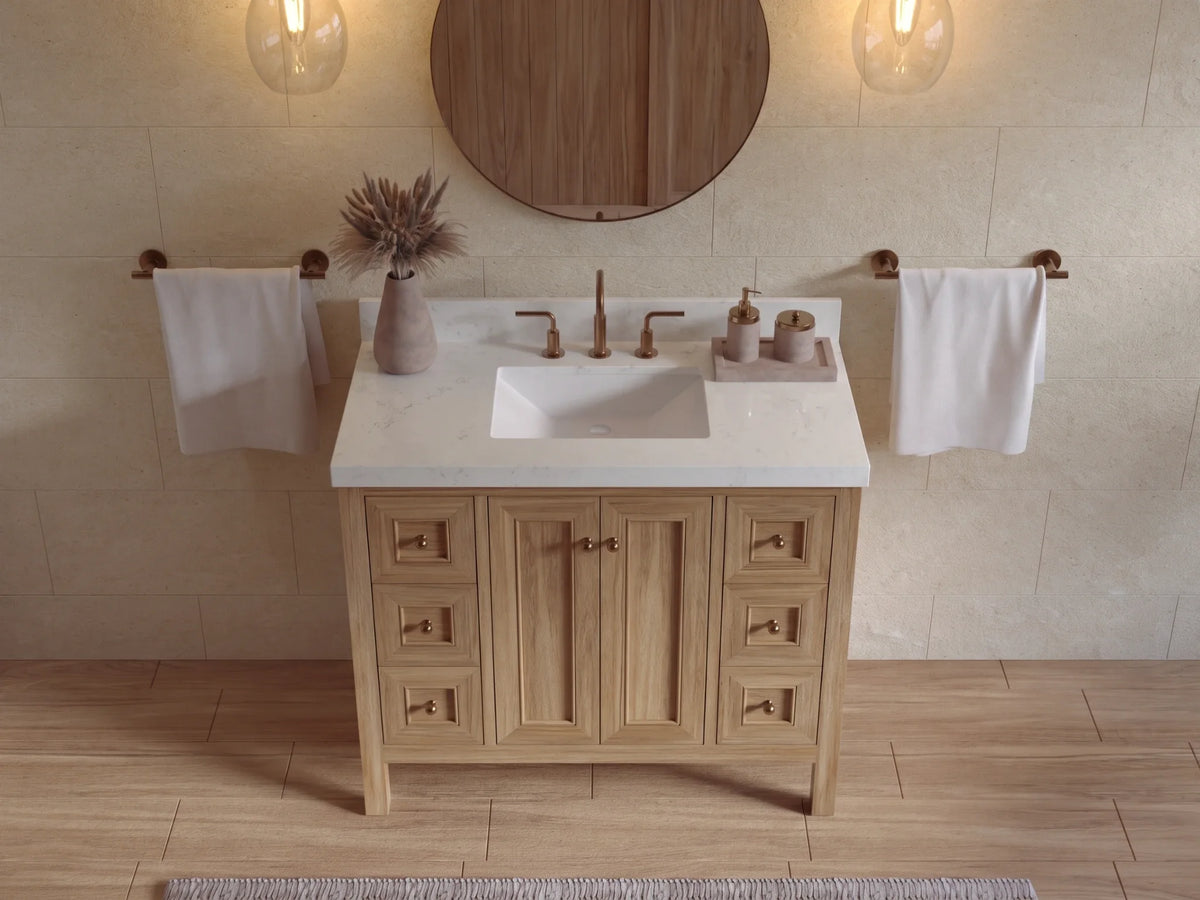 Nashville Teak Wood 42 in. W x 22 in. D Single Sink Bathroom Vanity