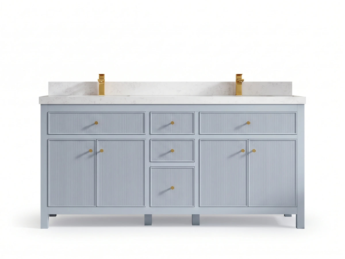 Sonoma 72 in W x 22 in D Free Standing Reeded Double Sink Bathroom Vanity