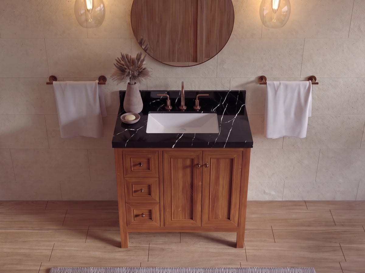 Nashville 36 in. W x 22 in. D Center Sink Teak Wood Bathroom Vanity