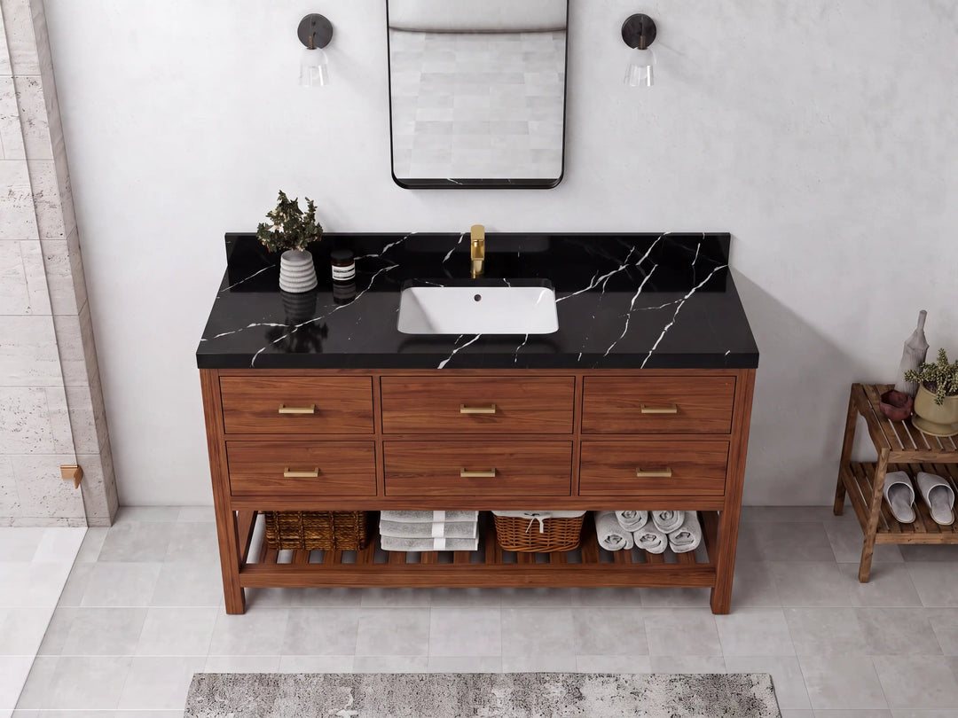 Parker Teak Wood 60 in. W x 22 in. D Single Sink Bathroom Vanity | 
              
                Dark Natural Teak
                
                  
             - PRK_TK_DNT_WHQZ_60S - photo №6