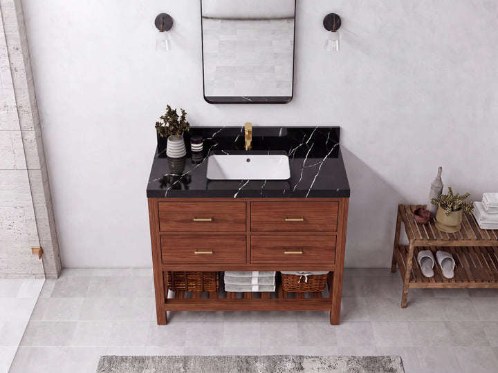 Parker Teak Wood 42 in. W x 22 in. D Single Sink Bathroom Vanity - photo 6