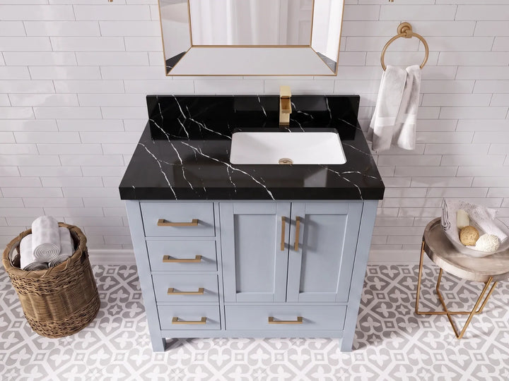 Malibu 36 in. W x 22 in. D Right Offset Sink Bathroom Vanity - photo 8