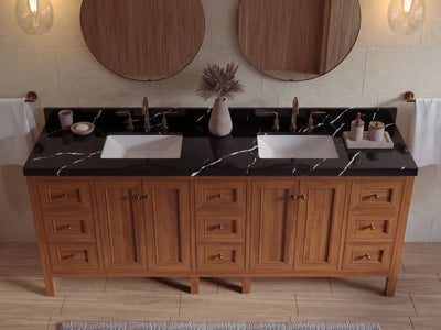 Nashville Teak Wood 84 in. W x 22 in. D Double Sink Bathroom Vanity