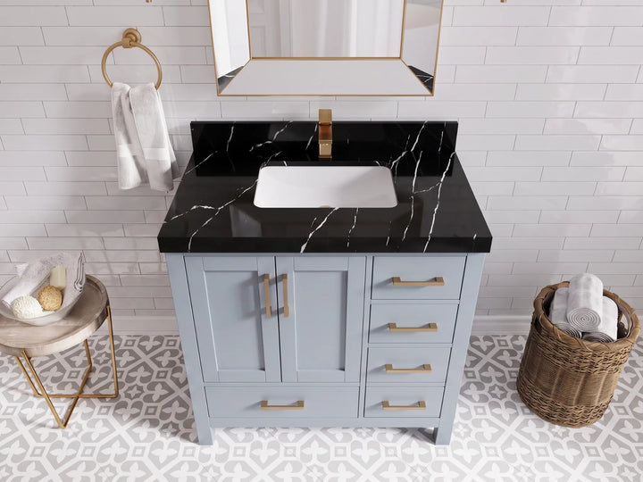 Malibu 36 in. W x 22 in. D Bathroom Vanity Center Sink - photo 26