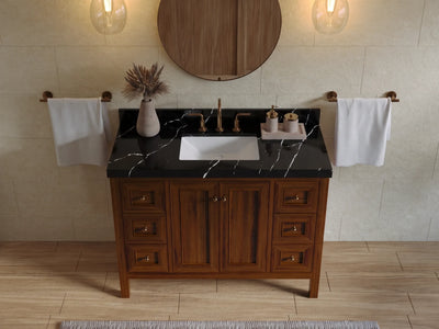 Nashville Teak Wood 48 in. W x 22 in. D Single Sink Bathroom Vanity
