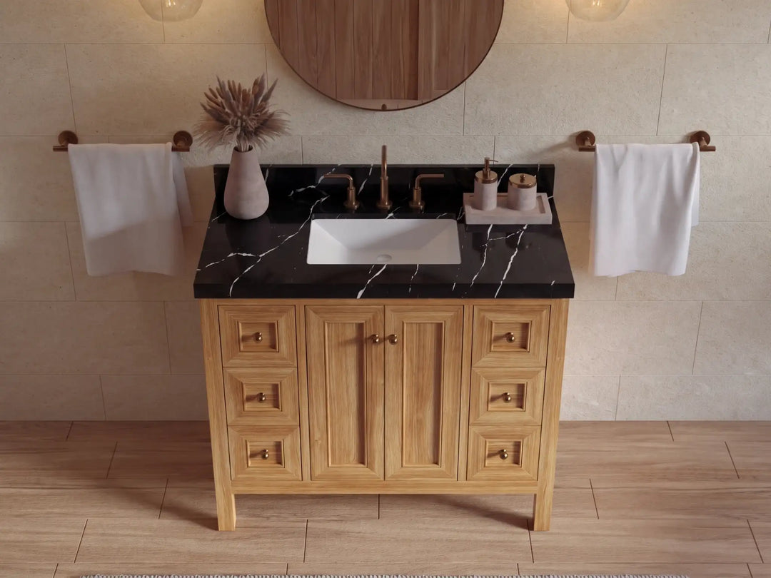 Nashville Teak Wood 42 in. W x 22 in. D Single Sink Bathroom Vanity | 
              
                Light Natural Teak
                
                  
             - NAS_TK_LNT_WHQZ_42 - photo №11