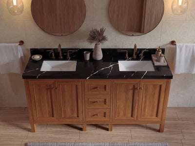 Nashville Teak Wood 72 in. W x 22 in. D Double Sink Bathroom Vanity