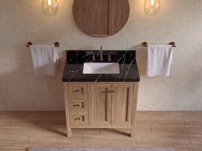 Nashville 36 in. W x 22 in. D Center Sink Teak Wood Bathroom Vanity