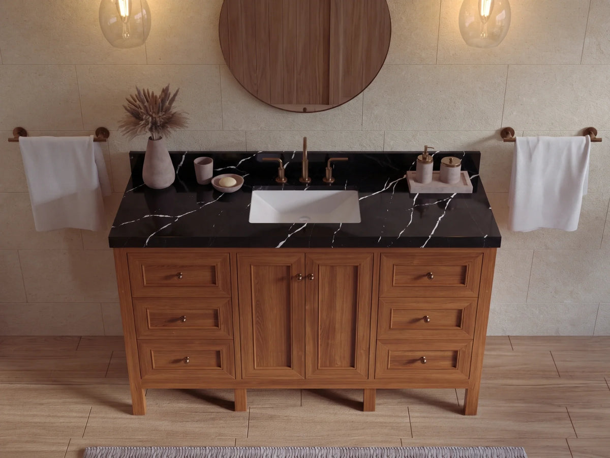 Nashville Teak Wood 60 in. W x 22 in. D Single Sink Bathroom Vanity