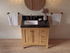 Nashville Teak Wood 36 in. W x 22 in. D Left Offset Sink Bathroom Vanity - photo 12