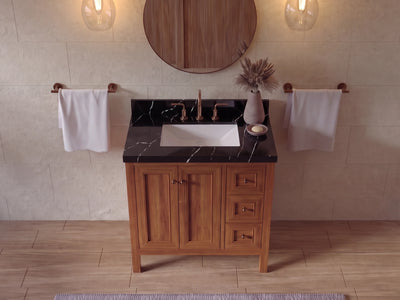 Nashville Teak Wood 36 in. W x 22 in. D Center Sink Bathroom Vanity