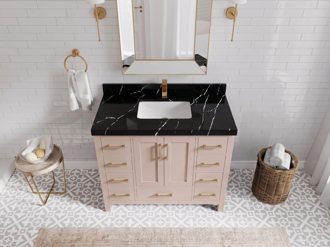 Malibu 42 in. W x 22 in. D Single Sink Bathroom Vanity | 
              
                Pink
                
                  
             - MLB_PNK_WHQZ_42 - photo №8