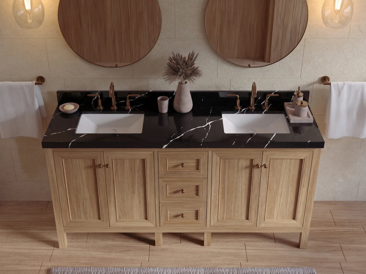 Nashville Teak Wood 72 in. W x 22 in. D Double Sink Bathroom Vanity
