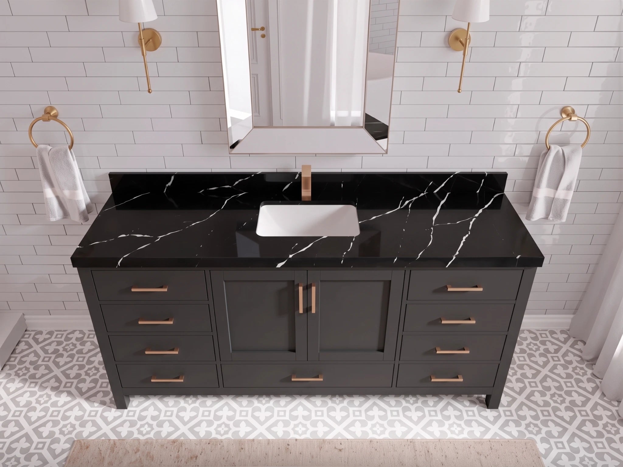 Malibu 72 in. W x 22 in. D Single Sink Bathroom Vanity