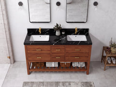 Parker Teak Wood 60 in. W x 22 in. D Double Sink Bathroom Vanity - photo 6